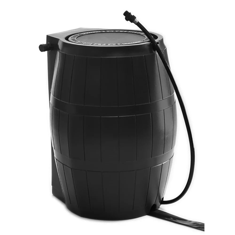 FCMP Outdoor 50-Gallon BPA Free Home Rain moisture Barrel, Black (2 Pack)