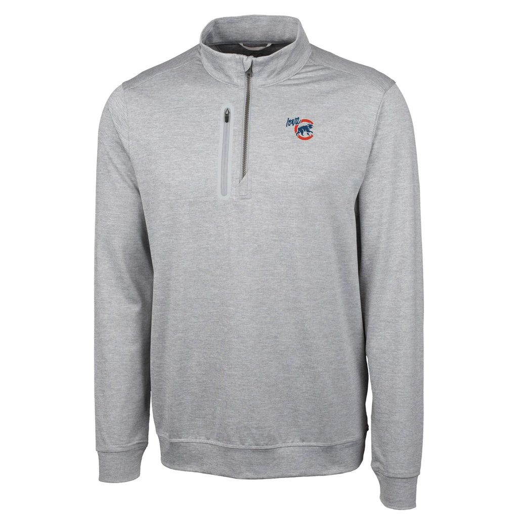 Men's Cutter & Buck  Gray Iowa Cubs Big & Tall Stealth Heathered Quarter-Zip Pullover Top