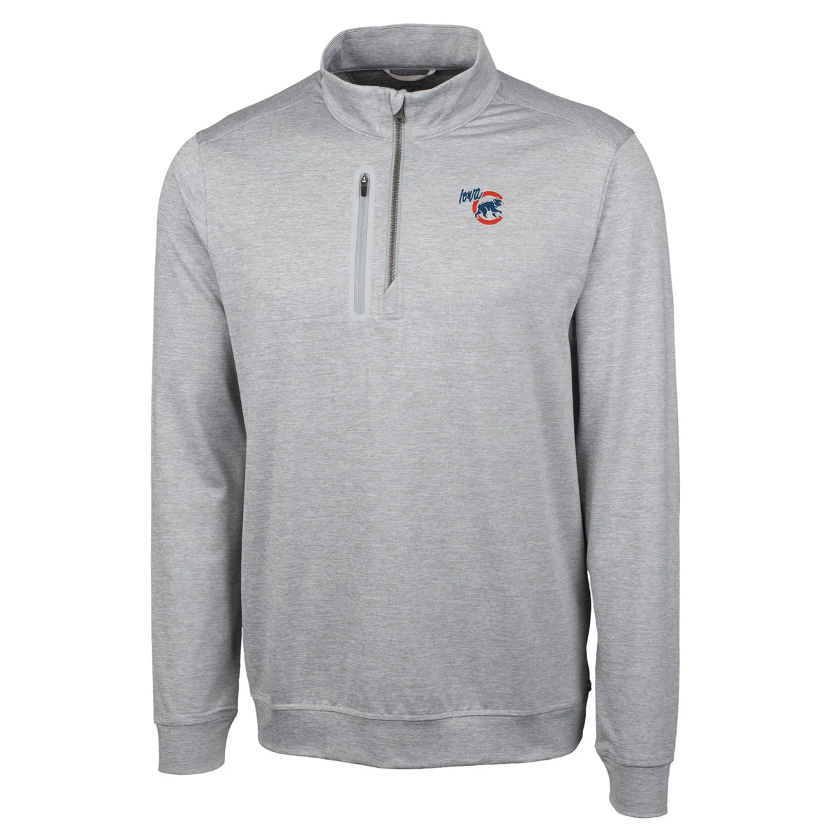 Men's Cutter & Buck  Gray Iowa Cubs Big & Tall Stealth Heathered Quarter-Zip Pullover Top
