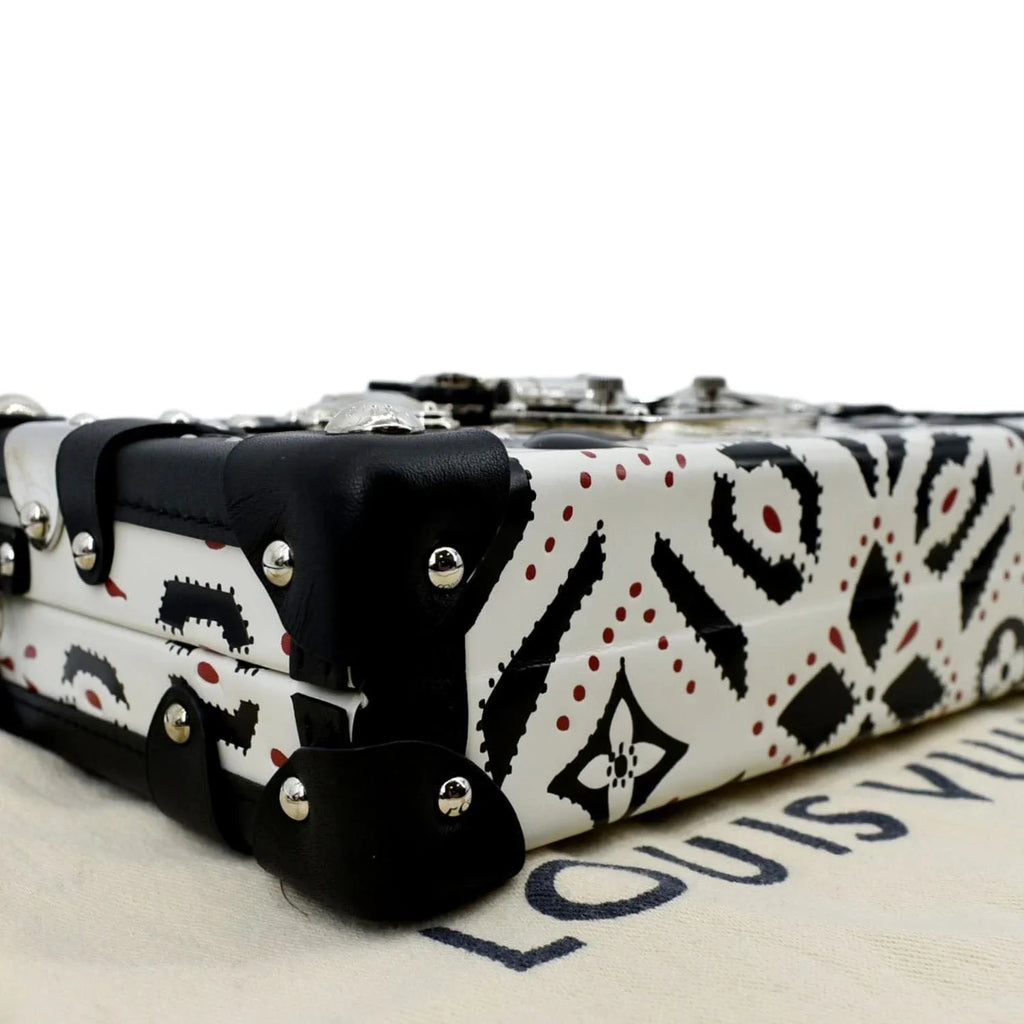 Pre-owned LOUIS VUITTON Petite Malle Graphic Print Leather Crossbody Bag Black/Multicolor