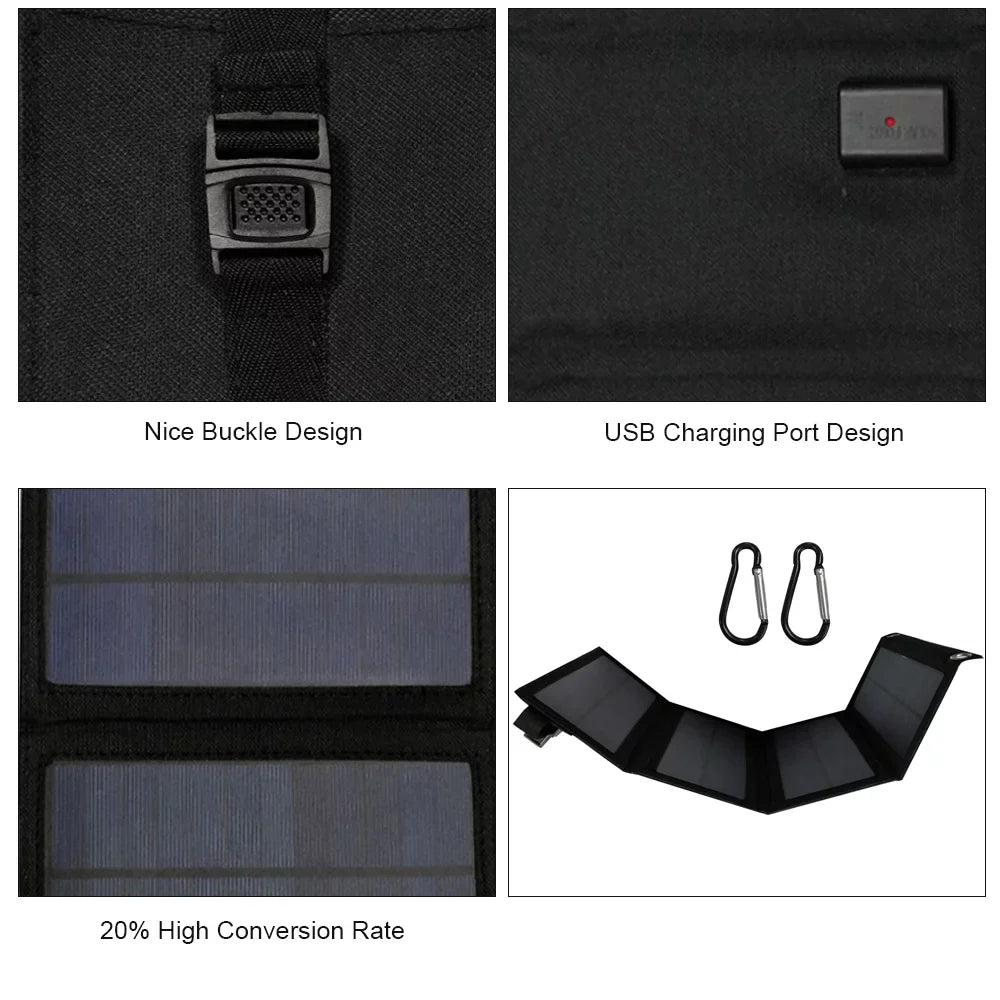 Carevas Solar Panel,Ip65 aqua Resistance Usb Solar P-owered Solar P-owered Cell P-ower ank With Cell Bendable Ip65 Resistance P-ower ank Bendable Ip65 moisture Outdoors With 4 Solar 4 Solar Panels