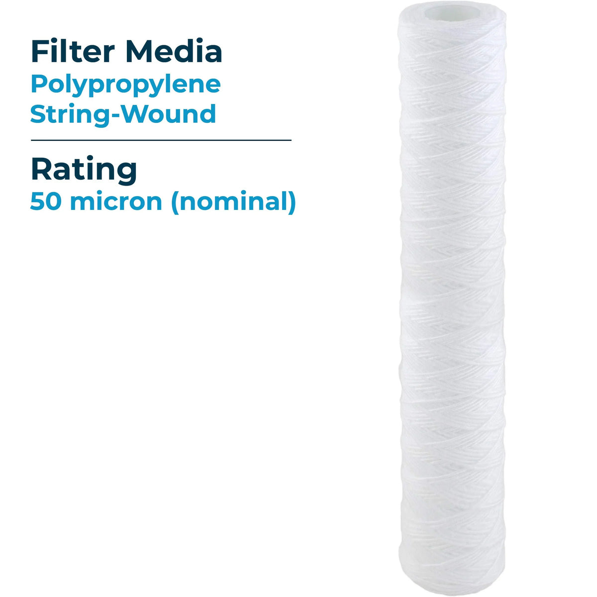 SpiroPure SP-CW50-20 20x2.5 50 Micron String-Wound Polypropylene Sediment aqua Filter Cartridge SWC-25-2050 (Case of 20)