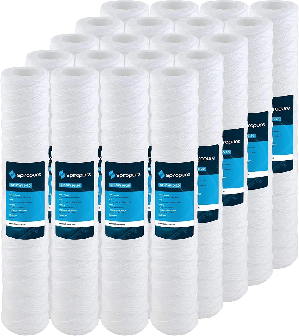SpiroPure SP-CW50-20 20x2.5 50 Micron String-Wound Polypropylene Sediment aqua Filter Cartridge SWC-25-2050 (Case of 20)