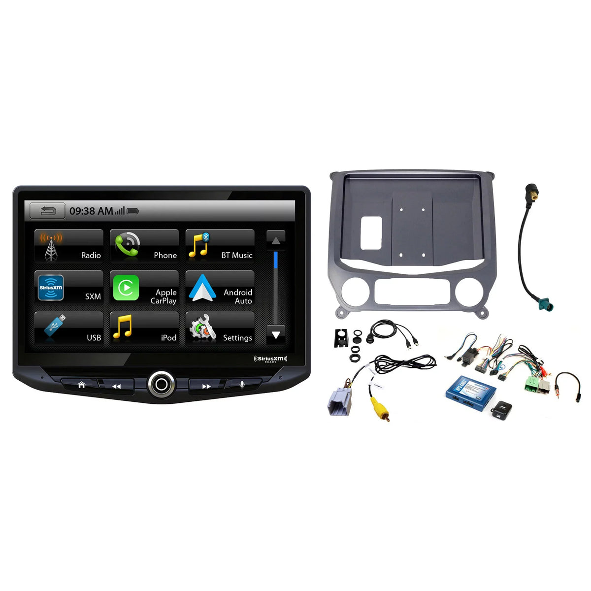Stinger Heigh10 10" In-dash Infotainment System matching with  CarPlay & Android Auto, Includes Navigation Card & Installation Kit appropriate with 14-18 GM Trucks