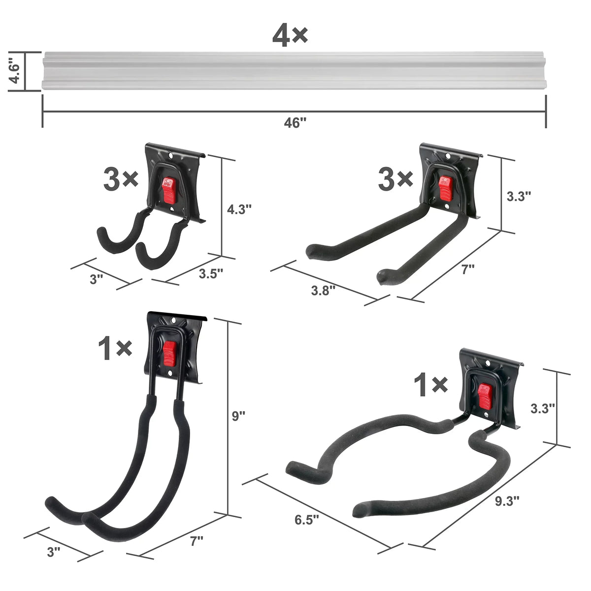 Hyper Tough 12-Piece Quick-Release Snap Rail Kit Garage Organizer System