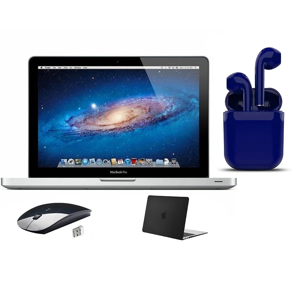 Restored  Macbook Pro 13.3-inch 4GB RAM 500GB HDDBundle: Black Case, Wireless Mouse, Bluetooth/Wireless Airbuds By Certified 2 Day Express (Refurbished)