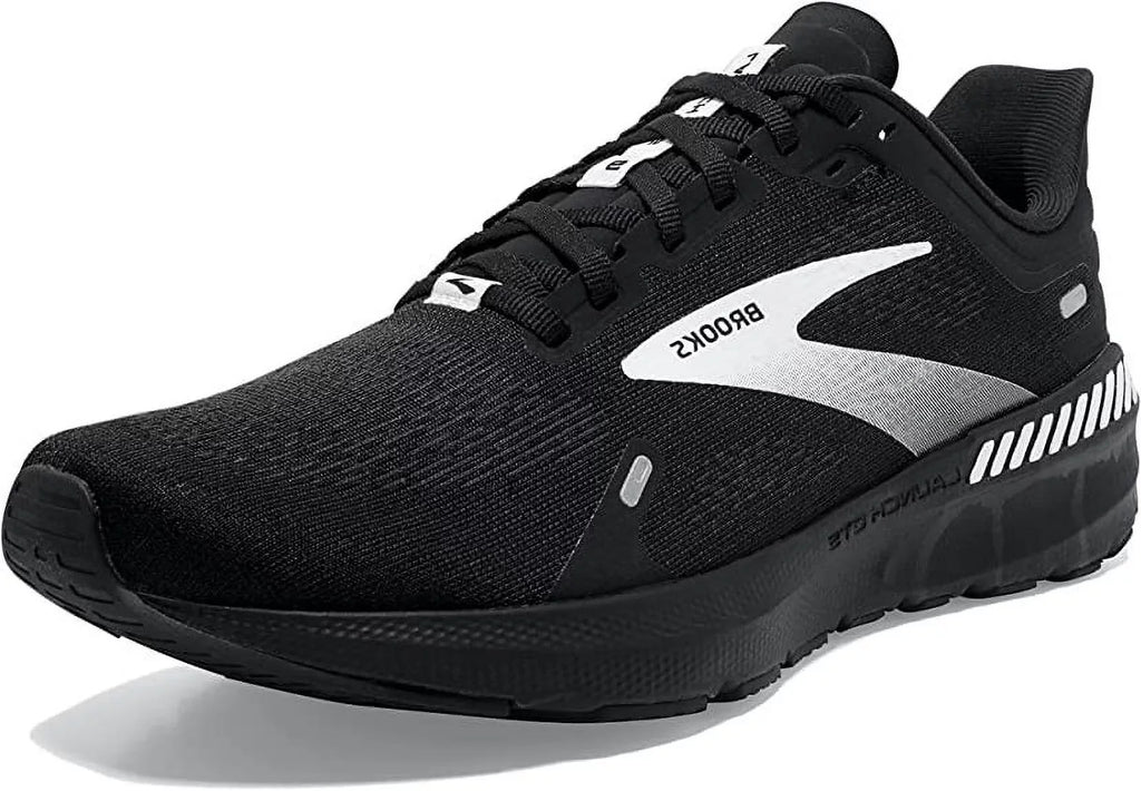 Brooks Men's Launch GTS 9 Support Speed Running Shoes Black White Wide (9.5)