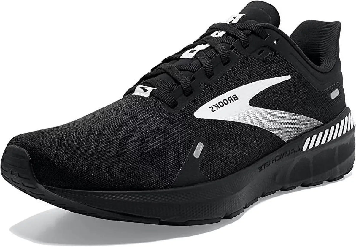 Brooks Men's Launch GTS 9 Support Speed Running Shoes Black White Wide (9.5)