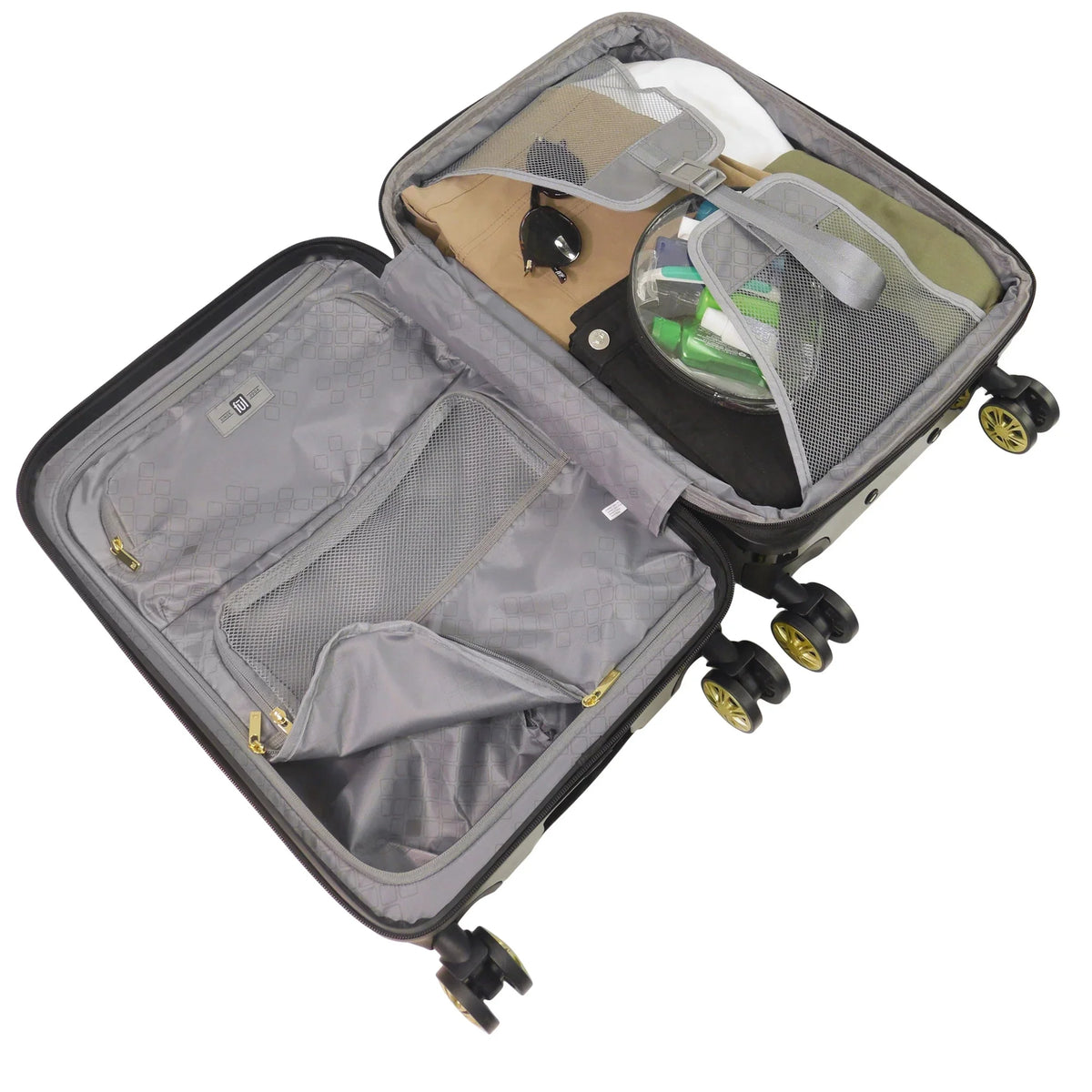 Grove 22 Inch Rolling Luggage, Hardshell Carry On Suitcase with Spinner Wheels, Black