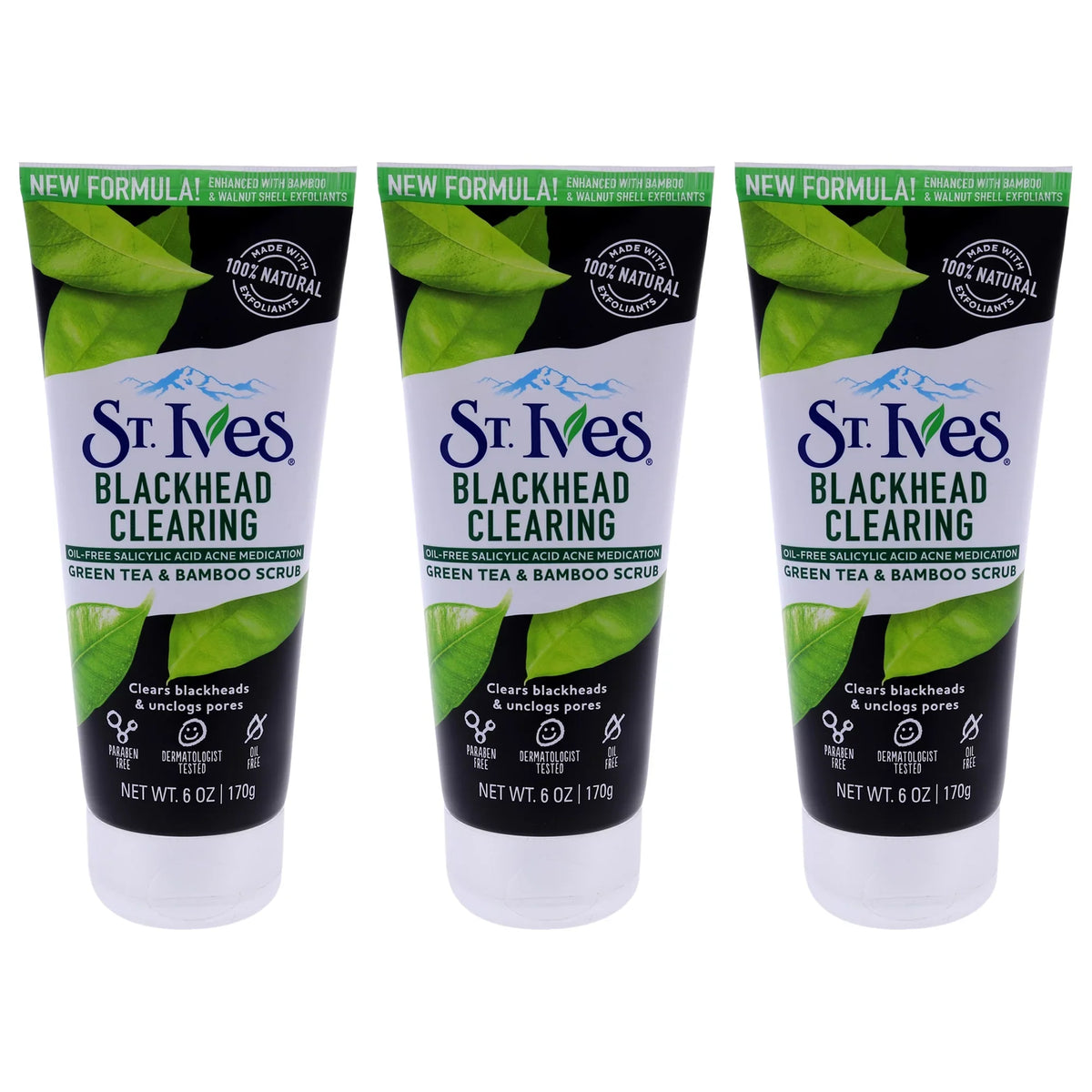Ives Blackhead Clearing Scrub - Green Tea - Pack of 3 Scrub, 6 oz. St