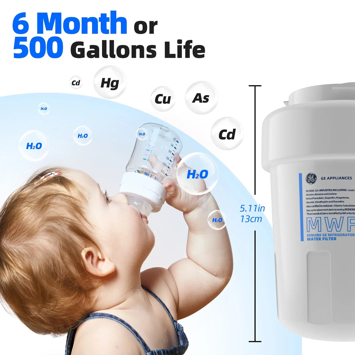 6 Pack MWF Refrigerator moisture Filter Replacement , suitable with SmartWater MWF, MWFINT, MWFP, MWFA,GWF, GWFA Fridge aqua Filter