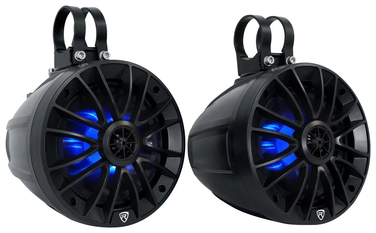 (4) Rockville PT65BR 6.5 inch Powered Bluetooth LED Tower Speakers For ATV/UTV/RZR