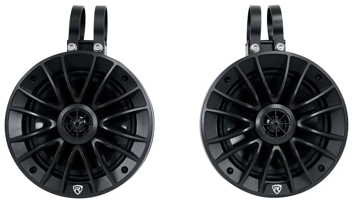 (4) Rockville PT65BR 6.5 inch Powered Bluetooth LED Tower Speakers For ATV/UTV/RZR