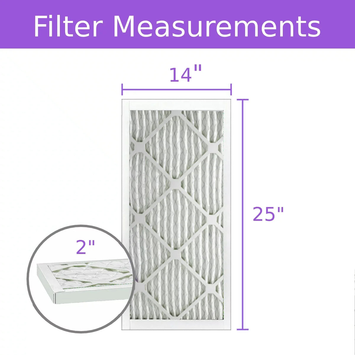14x25x2, Purolator DMK80 Extended Surface Pleated Air Filter, Mechanical MERV 8, (6 Pack)