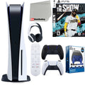 Playstation 5 Disc Version ( PS5 Disc) with Midnight Black Extra Controller, Headset, Media Remote, MLB The Show 21, Accessory Starter Kit and Microfiber Cleaning Cloth Bundle