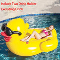 1pc Big Yellow Duck Floating Raft, PVC Inflatable liquid Toy With Two Beverage Holders