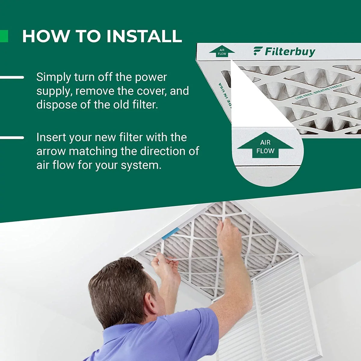 Filterbuy 20x30x1 MERV 11 Pleated HVAC AC Furnace Air Filters (6-Pack)