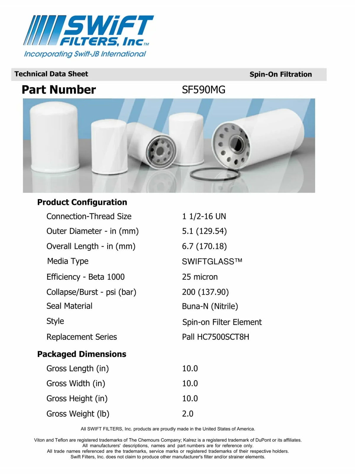 Direct Interchange for FLEETGUARD HF6781in-On Filter Element Microglass Construction 25 Micron