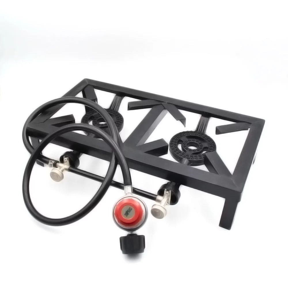 Nebublu Propane Gas Double Cast Iron Stove for Patio Camping BBQ Cooking ( Standard)