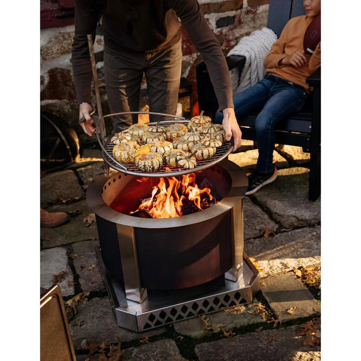 W 1 pk. H X 27 in. Breeo Outpost 24 Silver Camp Grill 34 in