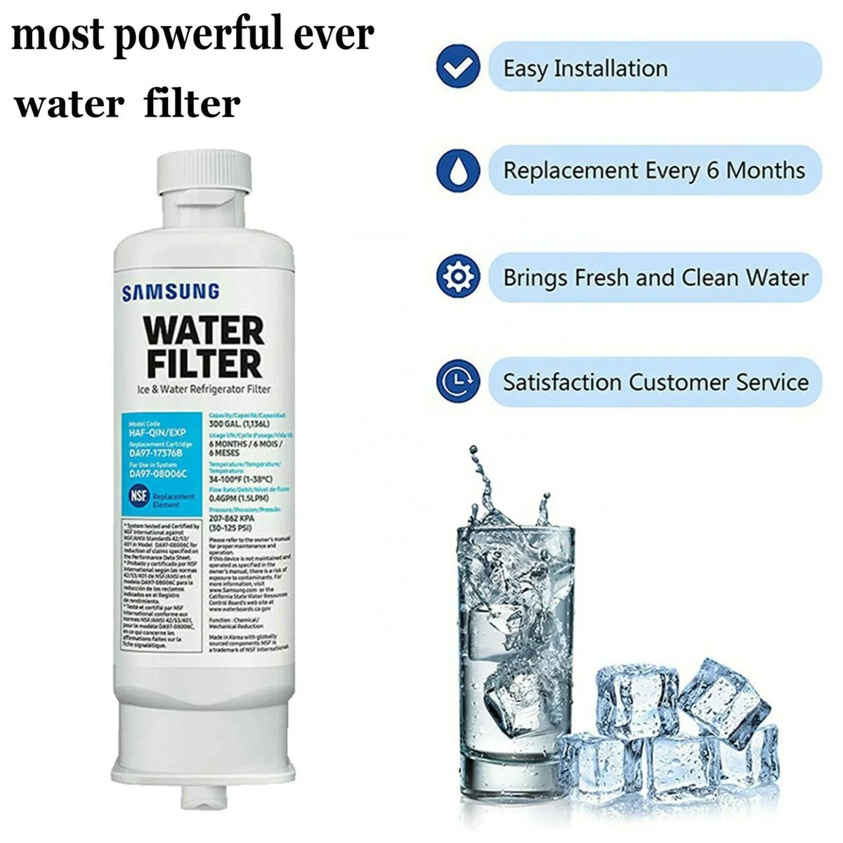 DA97-17376B HAF-QIN Refrigerator moisture Filter DA97-08006C refrigerator filter 4 Pack