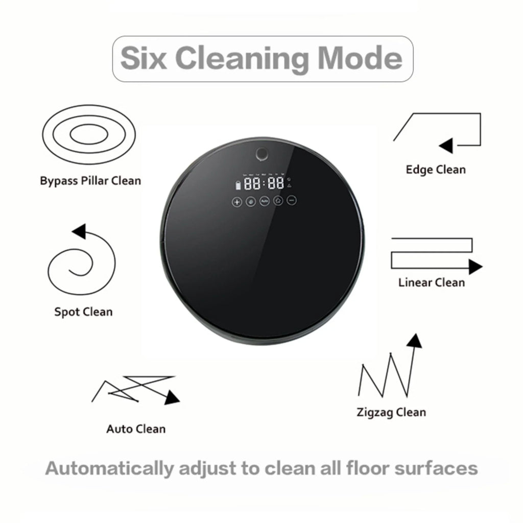 Smart Cordless Robot Vacuum Cleaner: Ultra-Thin Design, Automatic Charging, Low Noise, Mute, Black Color