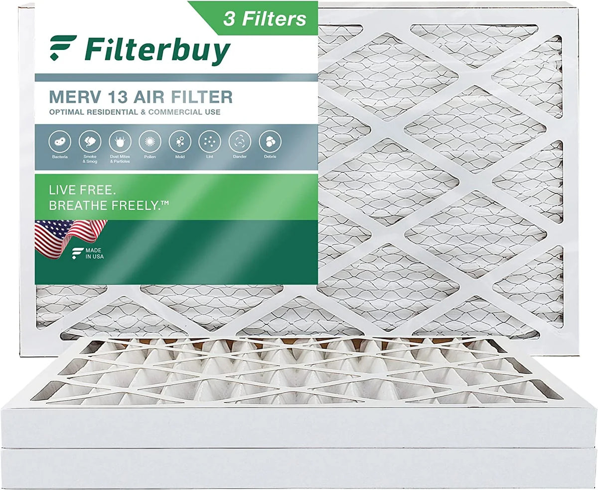 Filterbuy 12x36x2 MERV 13 Pleated HVAC AC Furnace Air Filters (3-Pack)