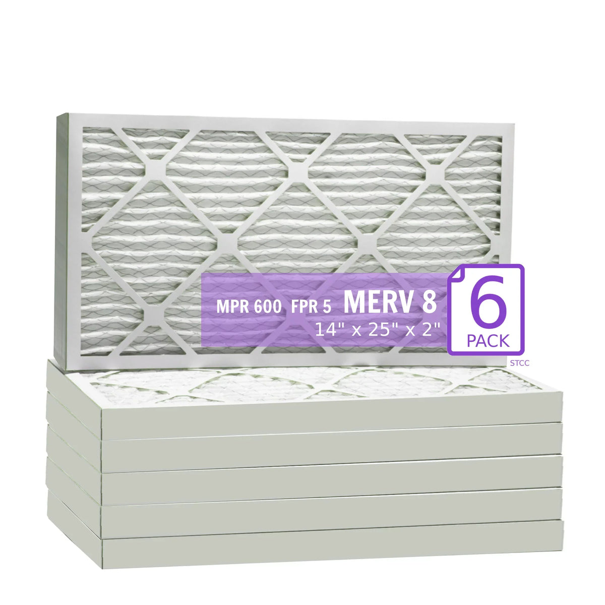 14x25x2, Purolator DMK80 Extended Surface Pleated Air Filter, Mechanical MERV 8, (6 Pack)
