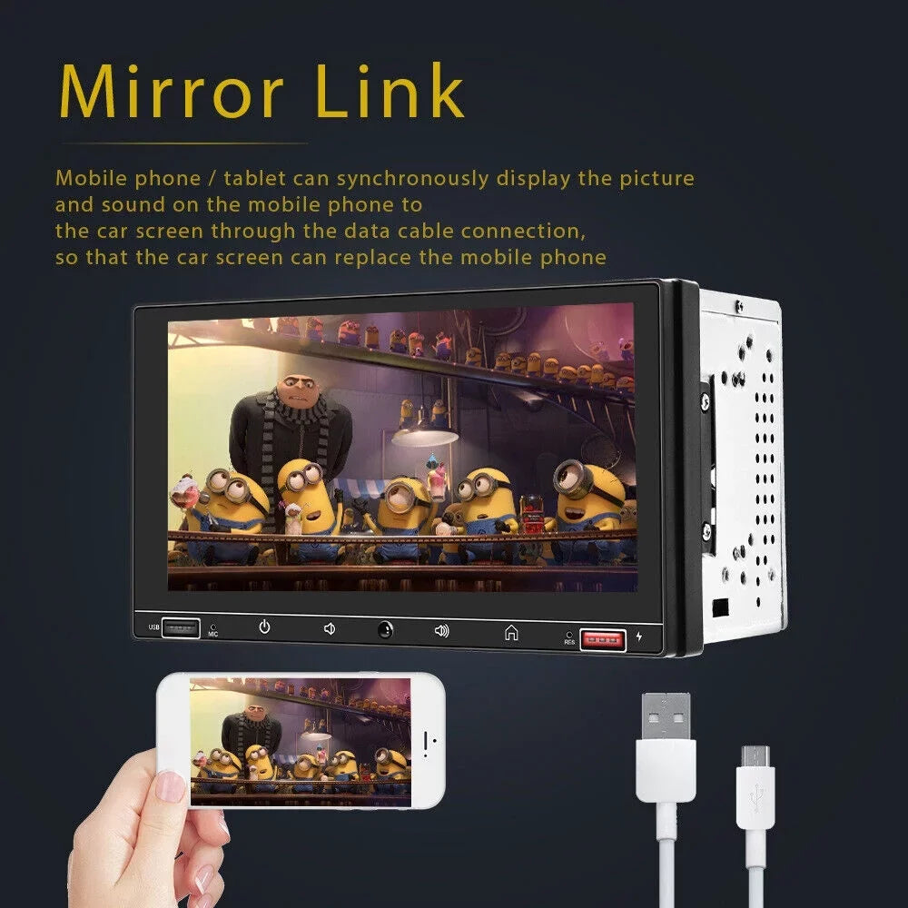 JLLOM  7" HD Screen  Carplay & Android Auto MP5 Player Wired Mirror Link Bluetooth AUX Fast Charge - Car Stereo System