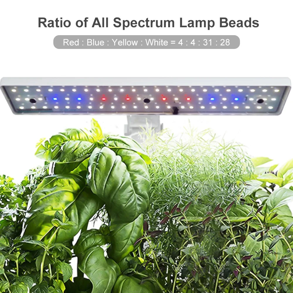 Smart Hydroponics Growing System Indoor Garden Kit 9 Pods Automatic Timing with Height Adjustable 15W LED Grow Lights 2L moisture Tank Smart moisture Pump for Home Office Kitchen