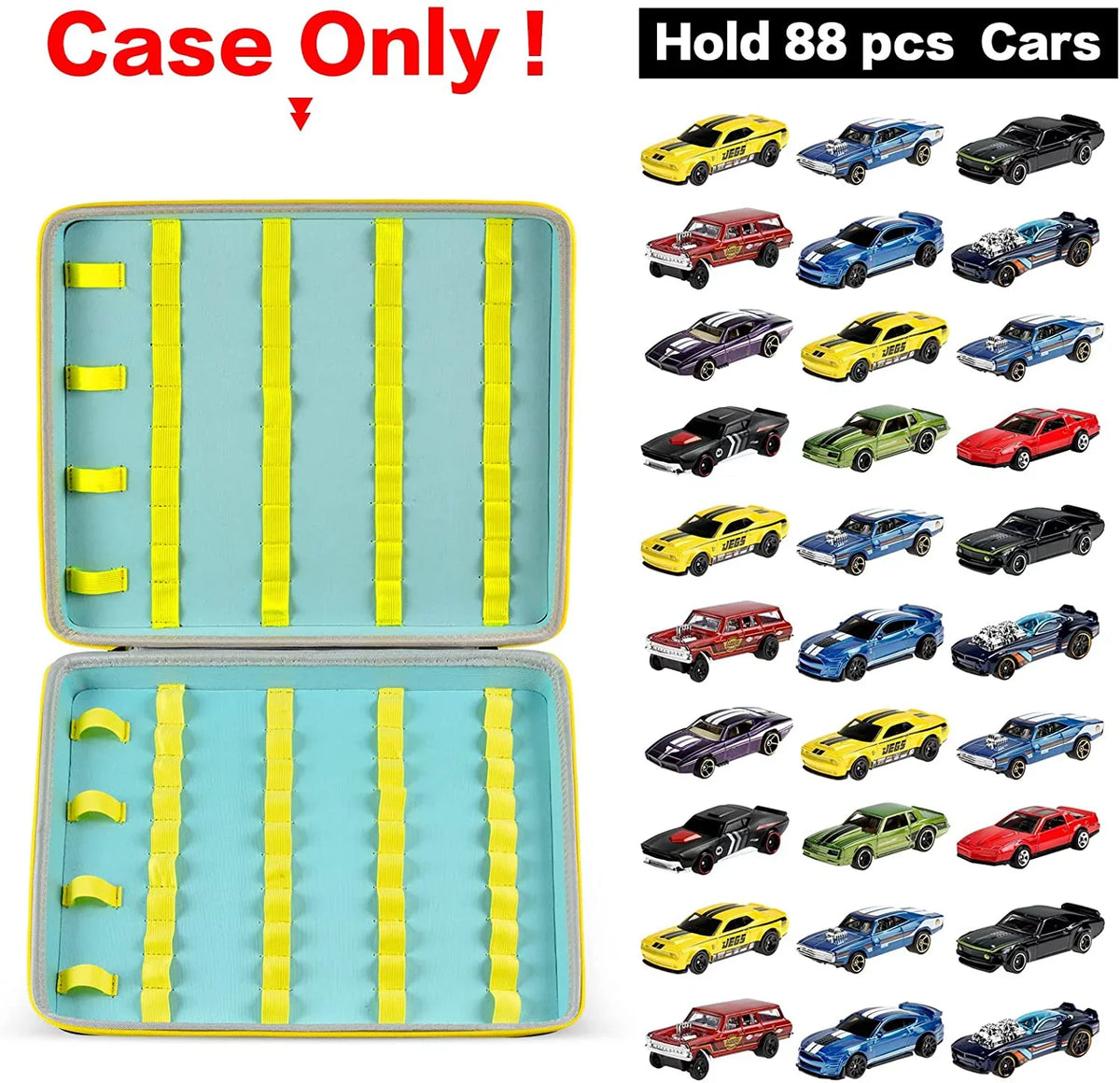 Toy Storage Organizer Case, 88 Car Display Carrying Container Holder (Box Only)
