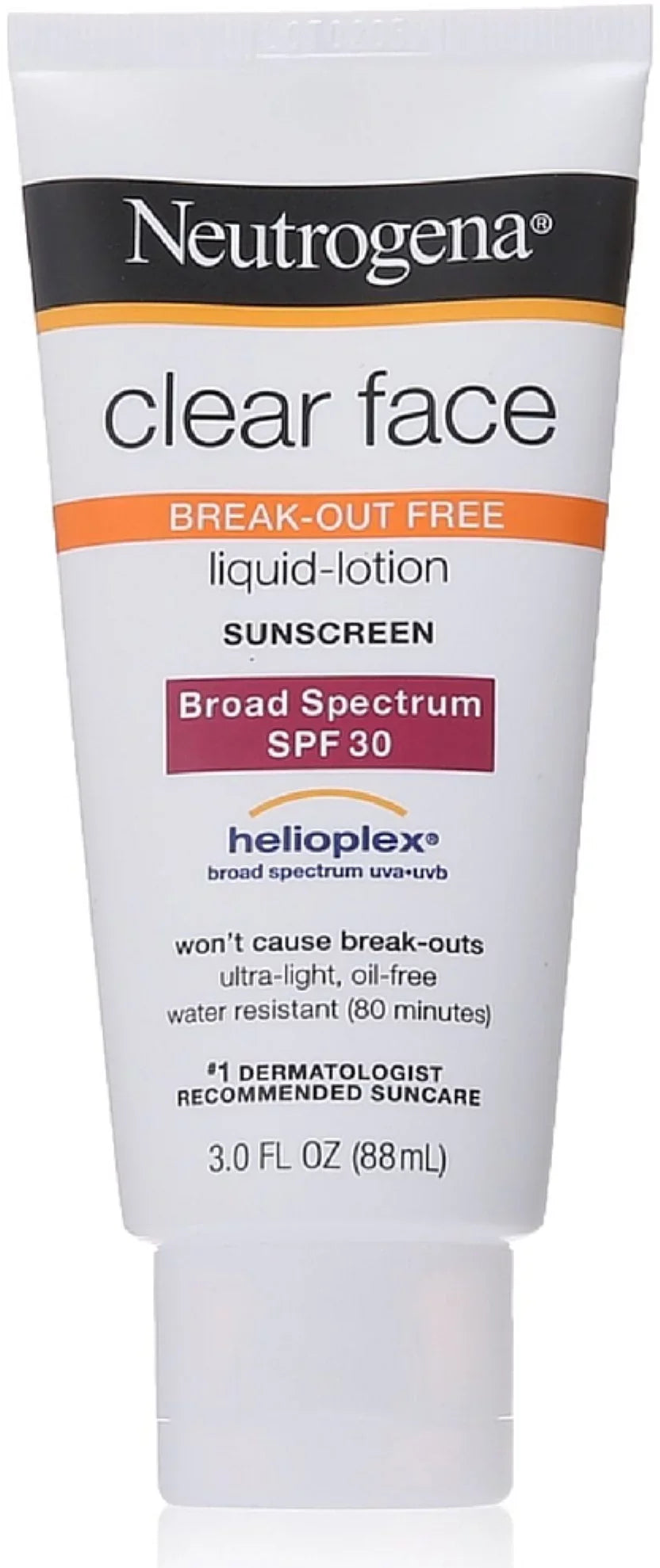 Neutrogena Clear Face Break-Out Free Liquid-Lotion Sunscreen SPF 30 3 oz (Pack of 2)