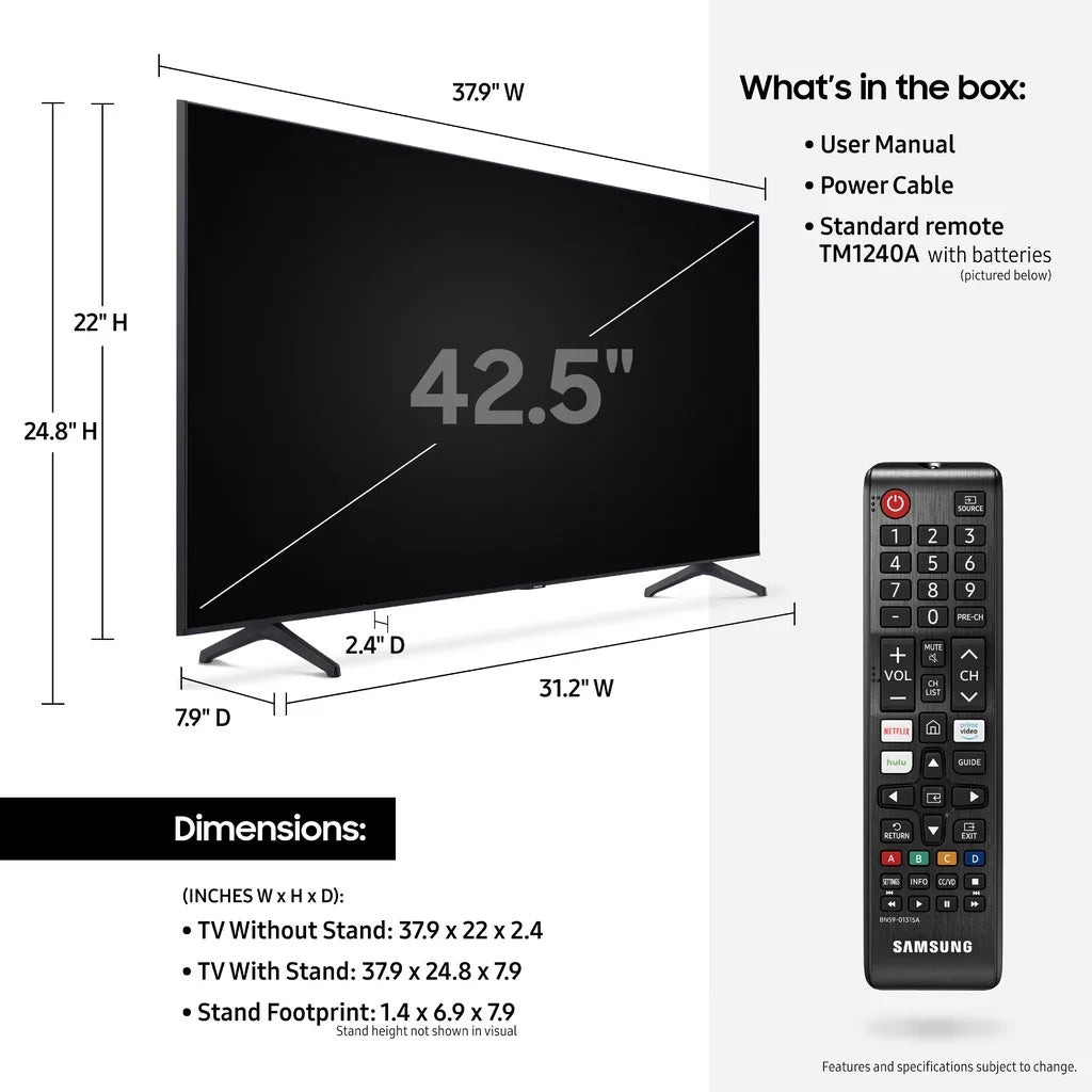 Restored  43" Class 4K Crystal UHD LED Tizen Smart TV HDR UN43TU7000 (Refurbished)