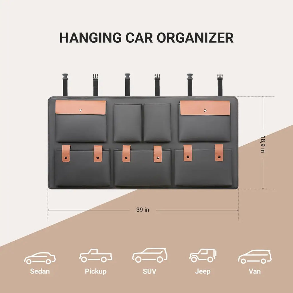 Hanging Car SUV Trunk Organizer Black Brown Eco Leather Owleys Storage Accessories With Pockets Waterproof