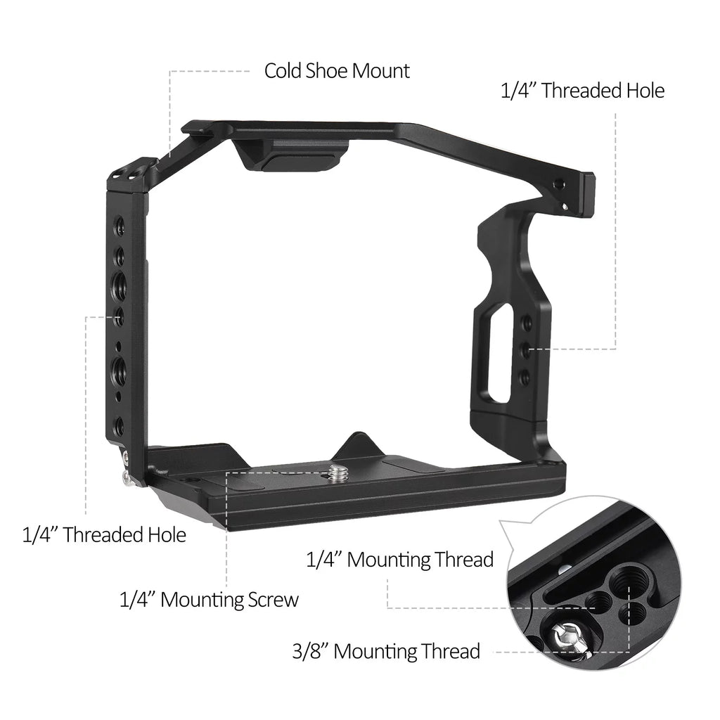Dcenta  Camera Cage appropriate with  GH6 Aluminum Alloy Construction with Cold Shoe Mount and Extensive Threaded Holes