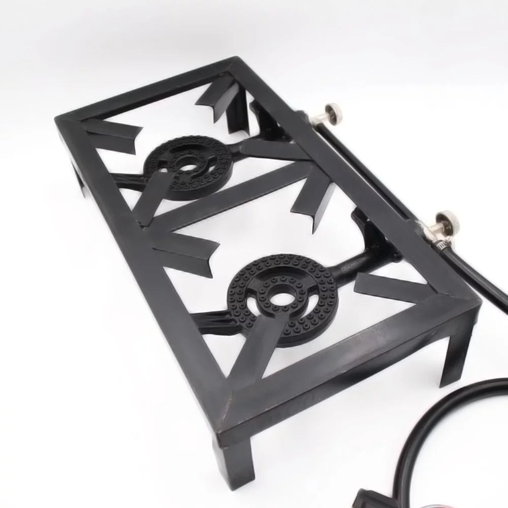 Nebublu Propane Gas Double Cast Iron Stove for Patio Camping BBQ Cooking ( Standard)