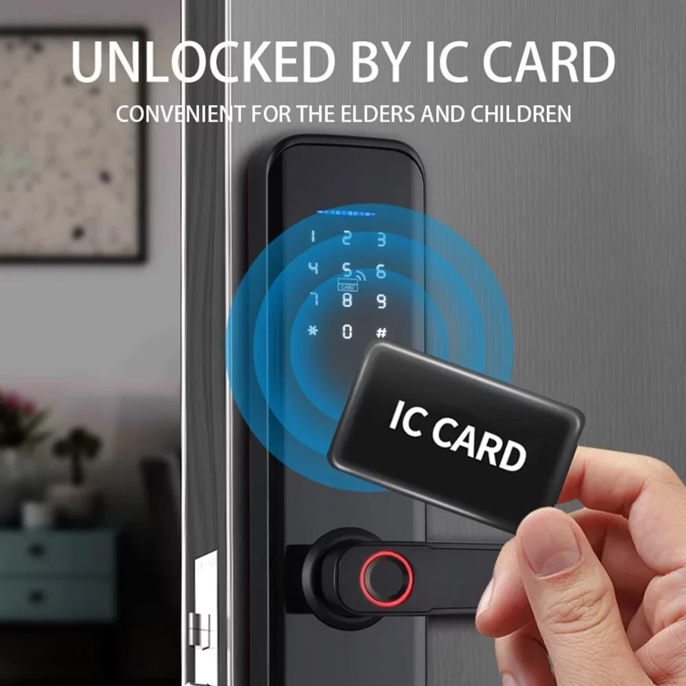 Htovila Smart Lock Fingerprint Lock Door Lock Keypad Door Lock with Handle Fingerprint Electronic Deadbolt Door Lock Smart Door Lock appropriate with APP