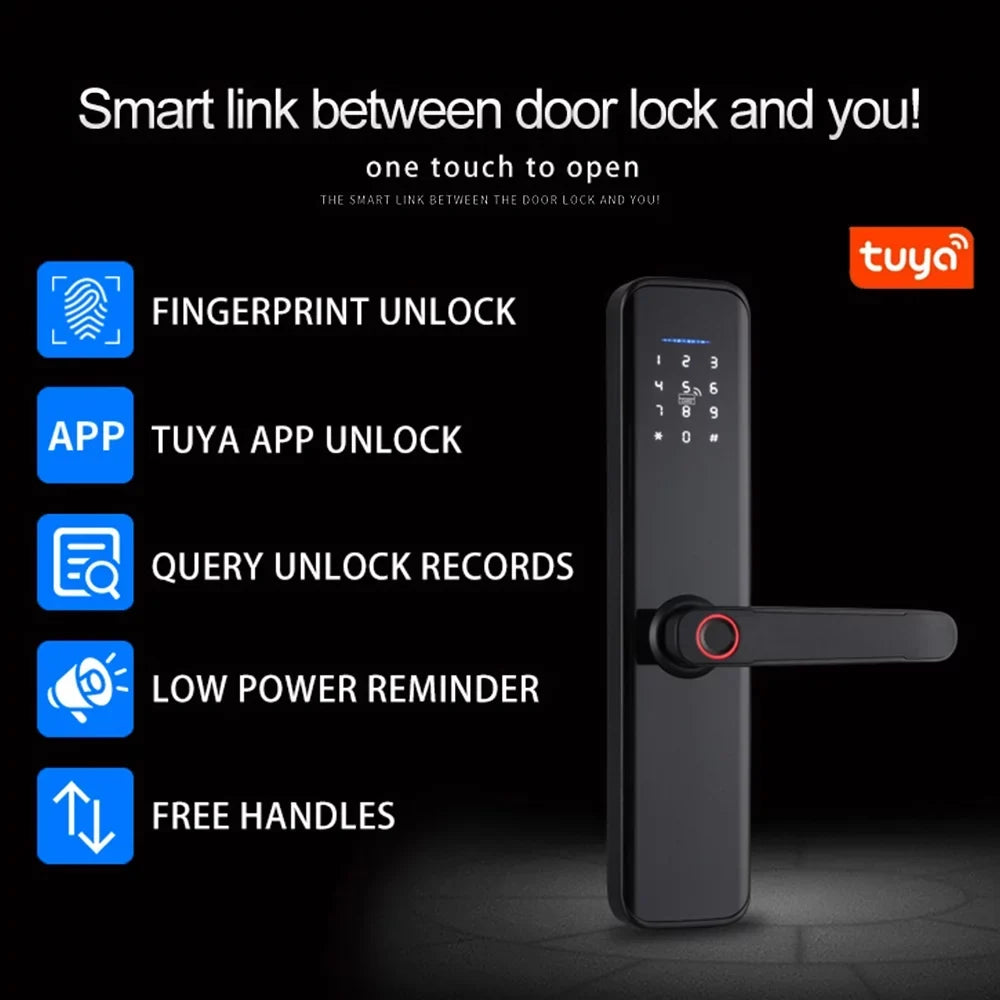 Htovila Smart Lock Fingerprint Lock Door Lock Keypad Door Lock with Handle Fingerprint Electronic Deadbolt Door Lock Smart Door Lock appropriate with APP