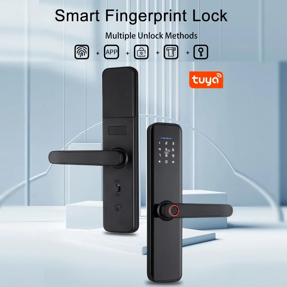 Htovila Smart Lock Fingerprint Lock Door Lock Keypad Door Lock with Handle Fingerprint Electronic Deadbolt Door Lock Smart Door Lock appropriate with APP