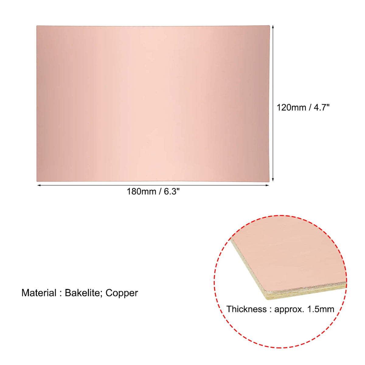 10 pcs 180x120mm Single-Sided Copper Clad Laminate PCB Circuit Bakelite Board 1.5mm Thickness DIY Prototyping PCB Board