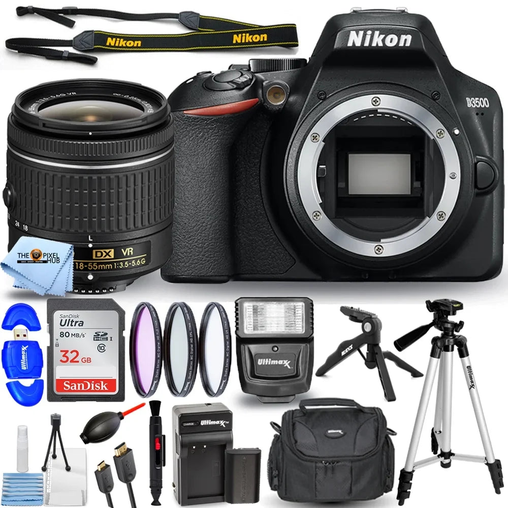 D3500 24.2MP DSLR Camera with 18-55mm VR Lens 1590 - 12PC Accessory Bundle