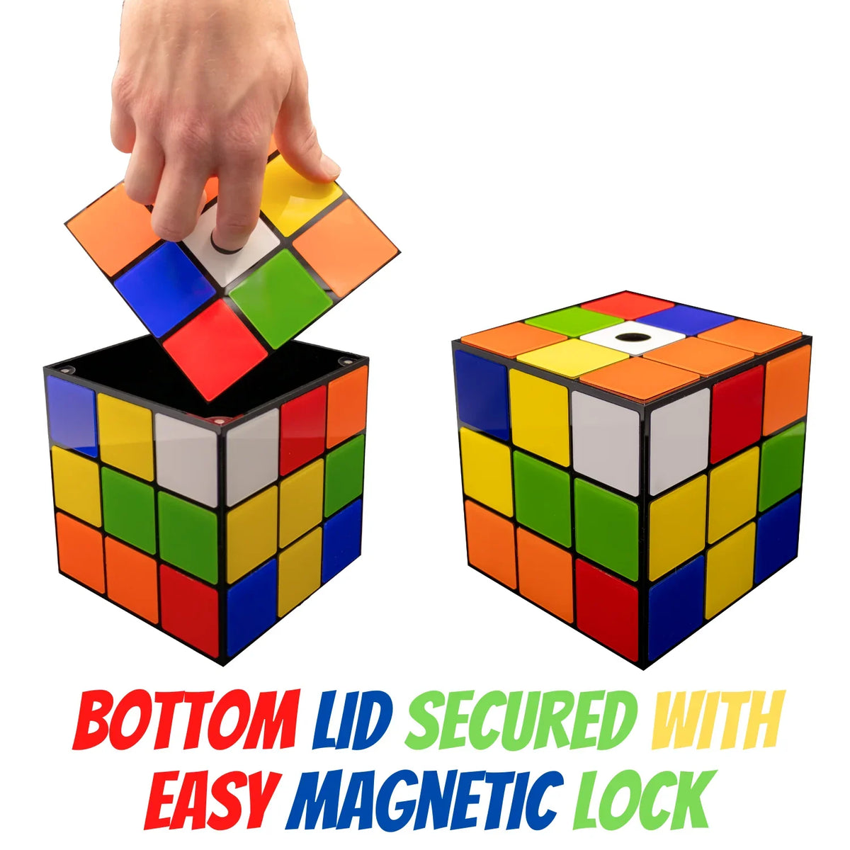 Magic Cube Tissue Box protector | Big Bang Theory Props & Decor | Easy Use with Magnetic Bottom Lid to Keep Tissues Secure