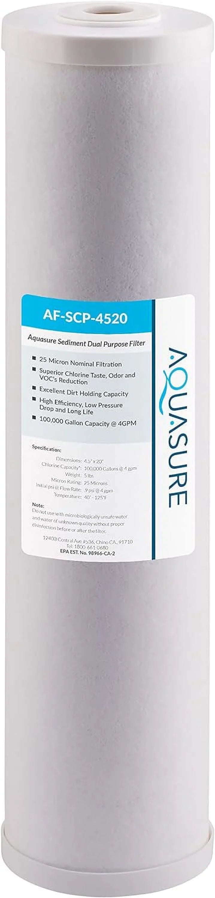 25 Micron Sediment + GAC Carbon Mesh Whole House Replacement moisture Filter - 20" x 4.5"