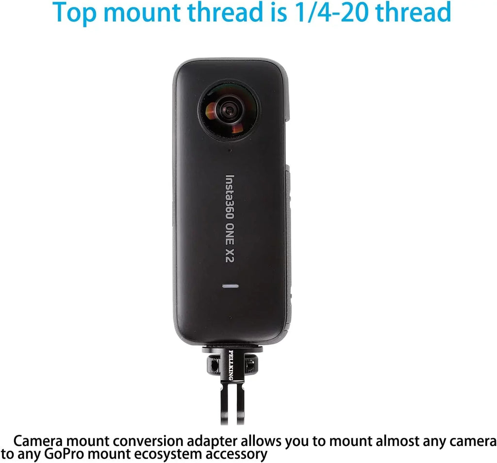 1/4" Adapter Screw Head Camera Mount, CNC Aluminum Alloy Tripod Conversion Adapter for Insta360 One X3 X2 X/