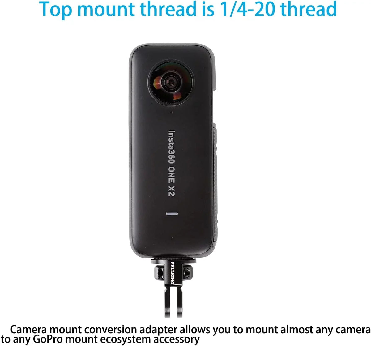 1/4" Adapter Screw Head Camera Mount, CNC Aluminum Alloy Tripod Conversion Adapter for Insta360 One X3 X2 X/