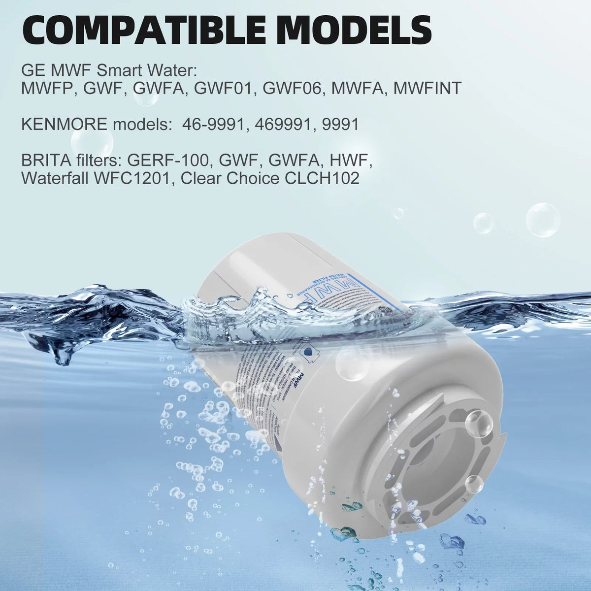 6 Pack MWF Refrigerator moisture Filter Replacement , suitable with SmartWater MWF, MWFINT, MWFP, MWFA,GWF, GWFA Fridge aqua Filter