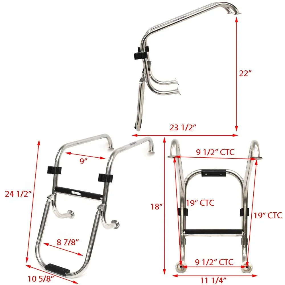 Ranger craft Folding Boarding Ladder 207277 | 618 VS Stainless 2-Step