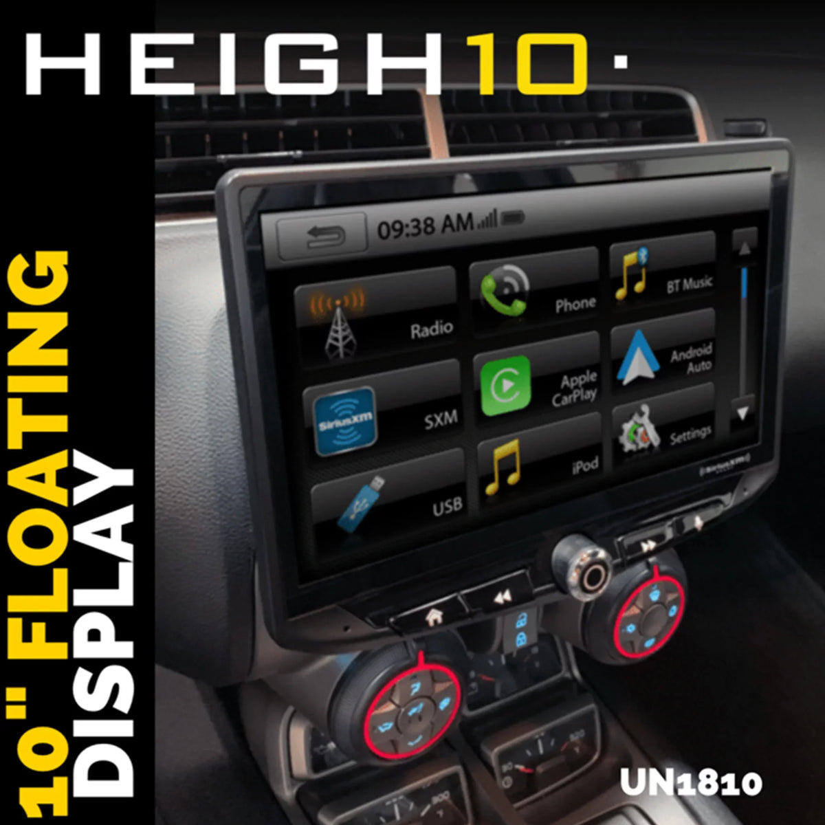 Stinger Heigh10 10" In-dash Infotainment System matching with  CarPlay & Android Auto, Includes Navigation Card & Installation Kit appropriate with 14-18 GM Trucks