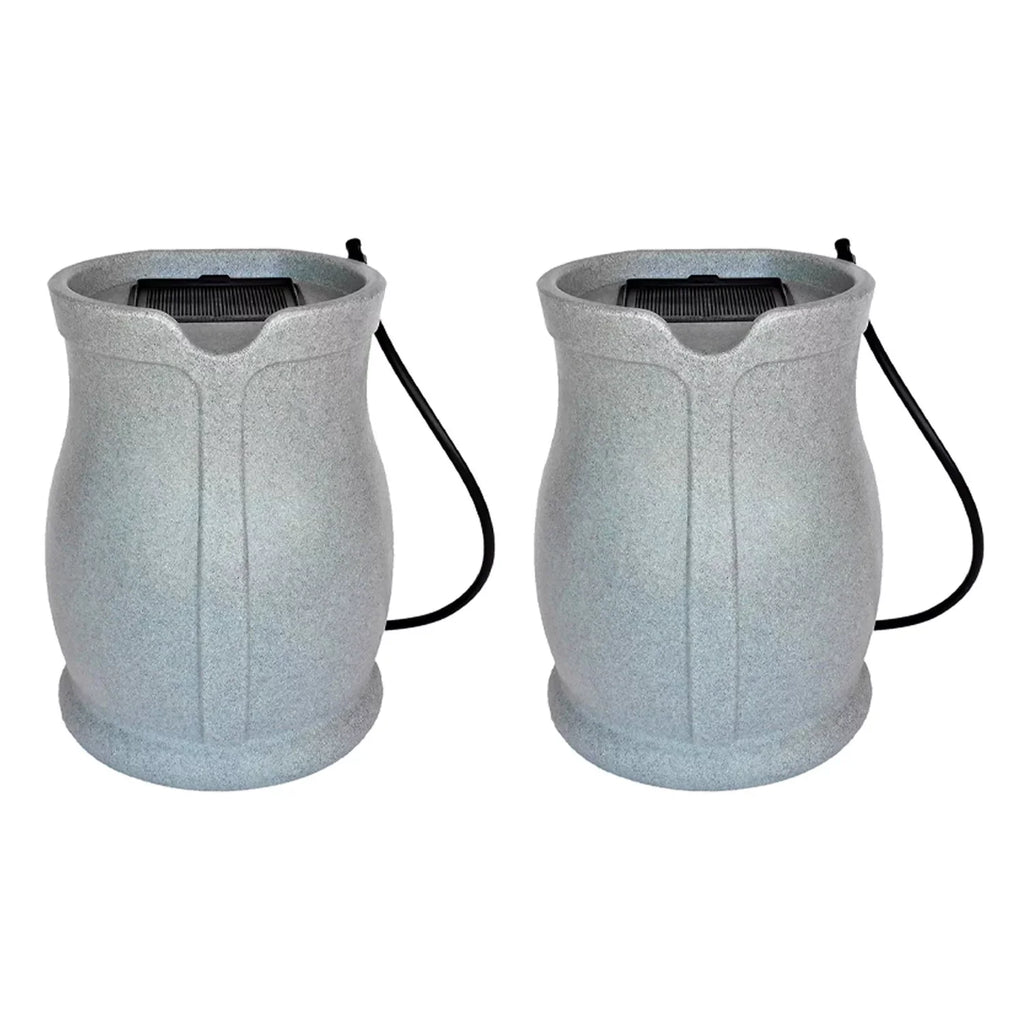 FCMP Outdoor aqua Irrigation 45 Gallons Catalina Rain Barrel, Granite (2 Pack)