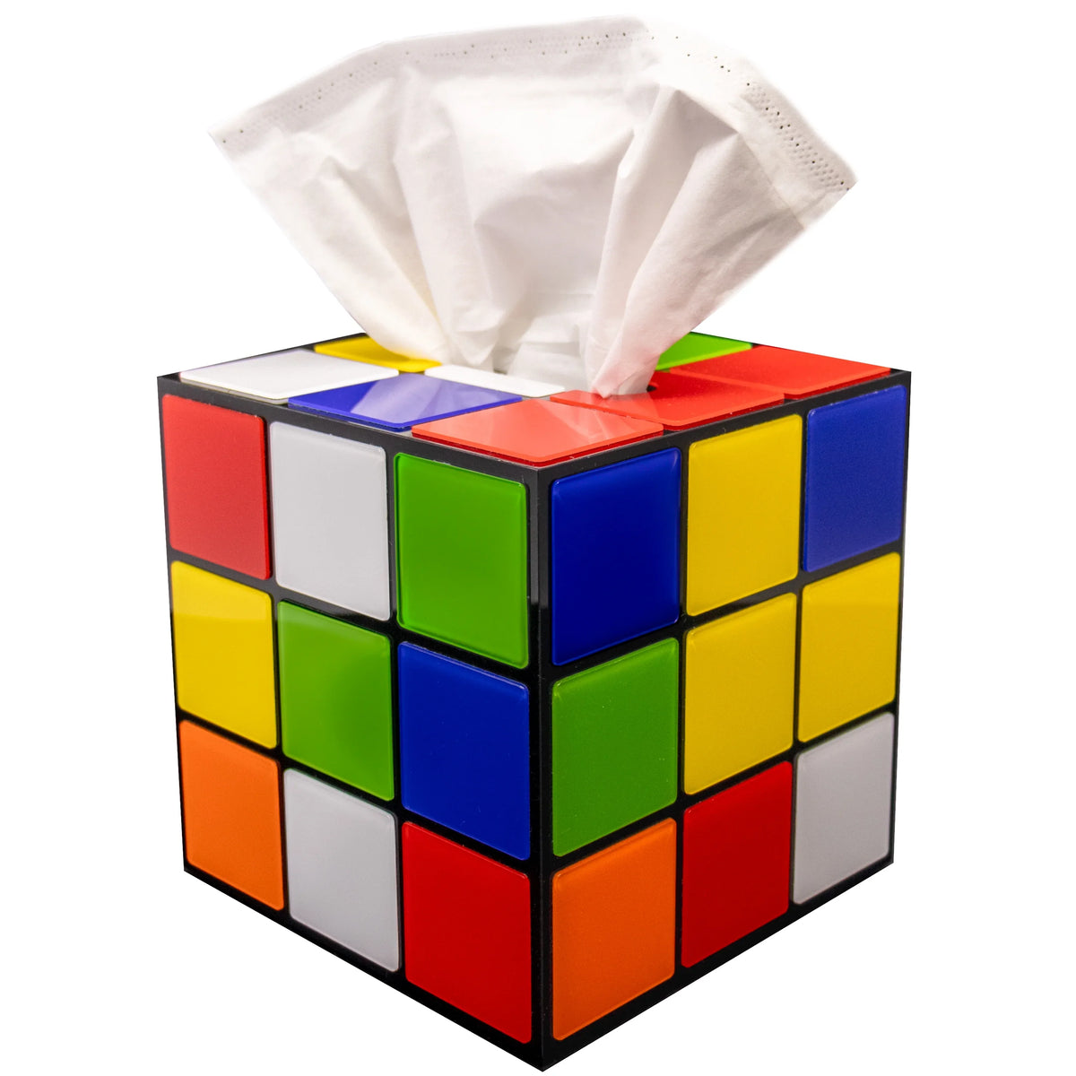 Magic Cube Tissue Box protector | Big Bang Theory Props & Decor | Easy Use with Magnetic Bottom Lid to Keep Tissues Secure